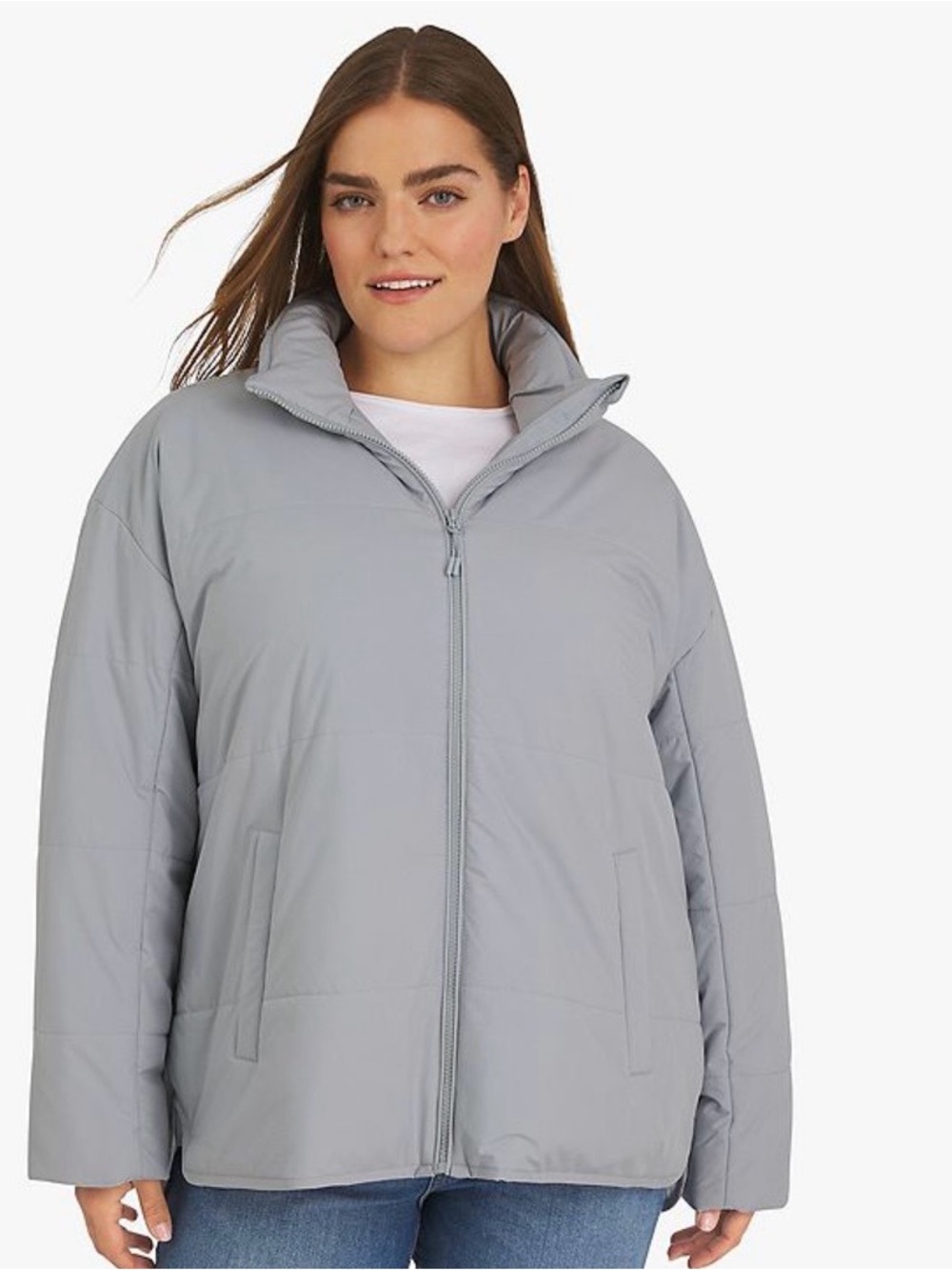 Women’s Lands End Air Filled Jacket Size 1X Blue Zip Up NWT
